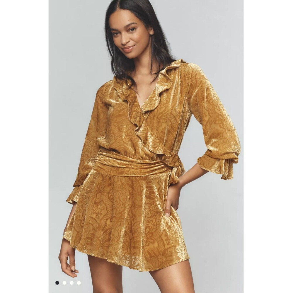 Anthropologie Gold Mini Dress
